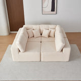 Large Modular Sherpa Fabric Couch for Living Room, High-Density Foam, Comfortable, Easy Assembly