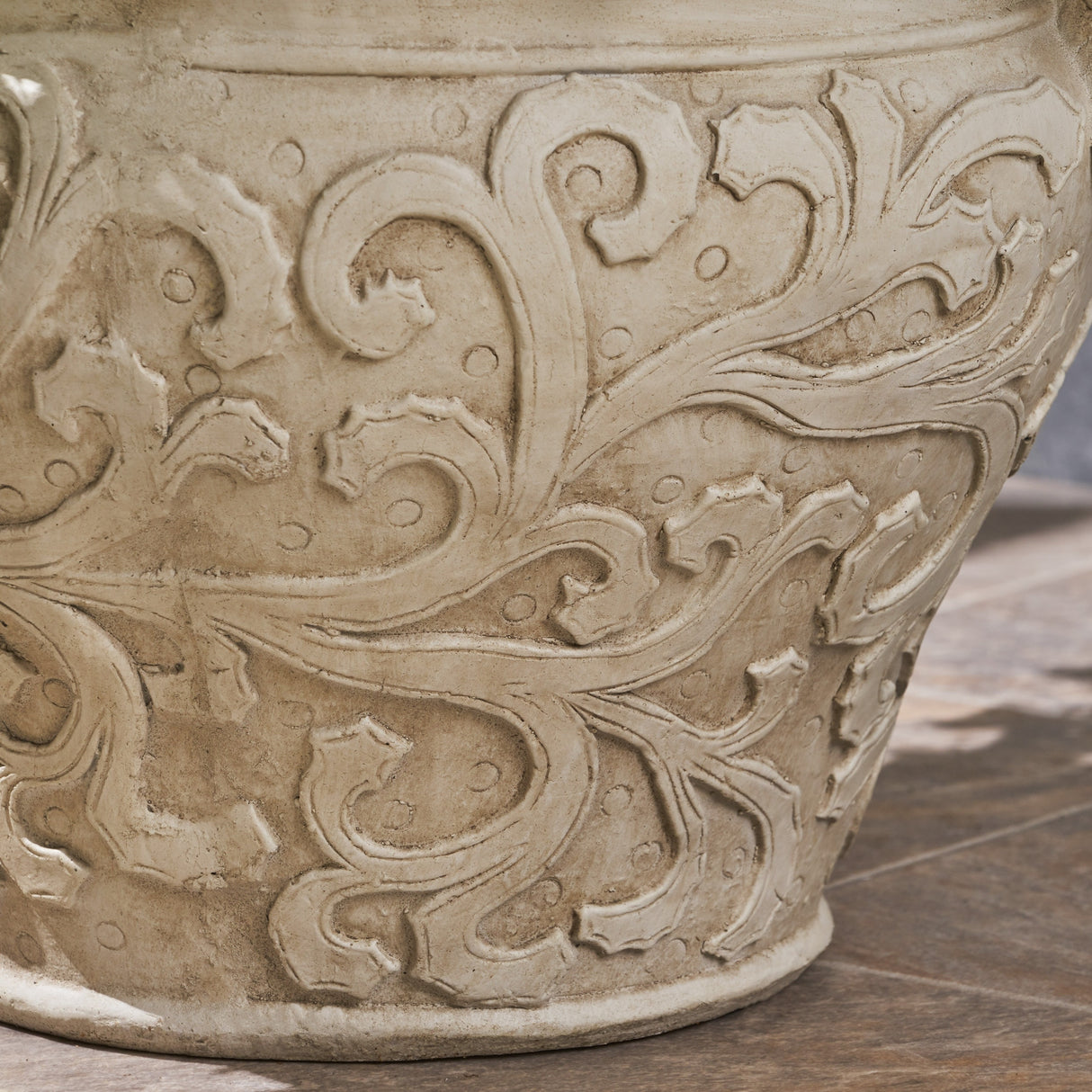 Largo Roman Botanical Round Lightweight Concrete Garden Urn Planter Pot by Christopher Knight Home
