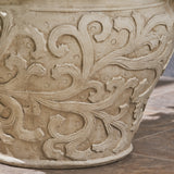 Largo Roman Botanical Round Lightweight Concrete Garden Urn Planter Pot by Christopher Knight Home