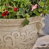 Largo Roman Botanical Round Lightweight Concrete Garden Urn Planter Pot by Christopher Knight Home