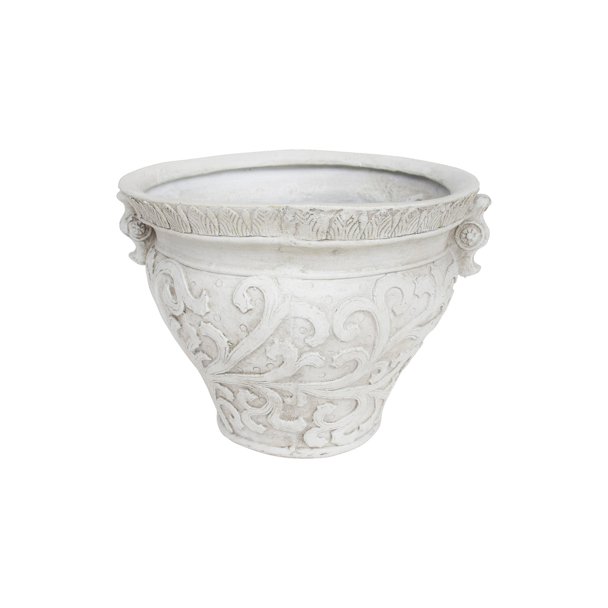 Largo Roman Botanical Round Lightweight Concrete Garden Urn Planter Pot by Christopher Knight Home