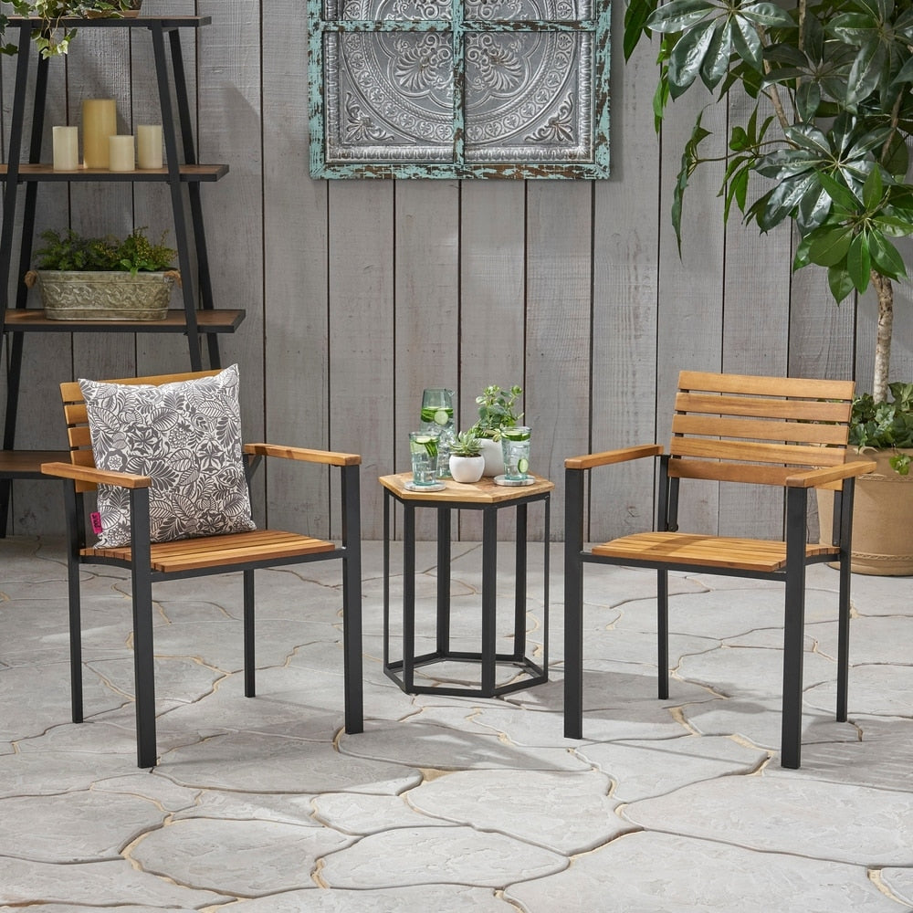 Laris Outdoor Wood Dining Chairs (Set of 2) by Christopher Knight Home