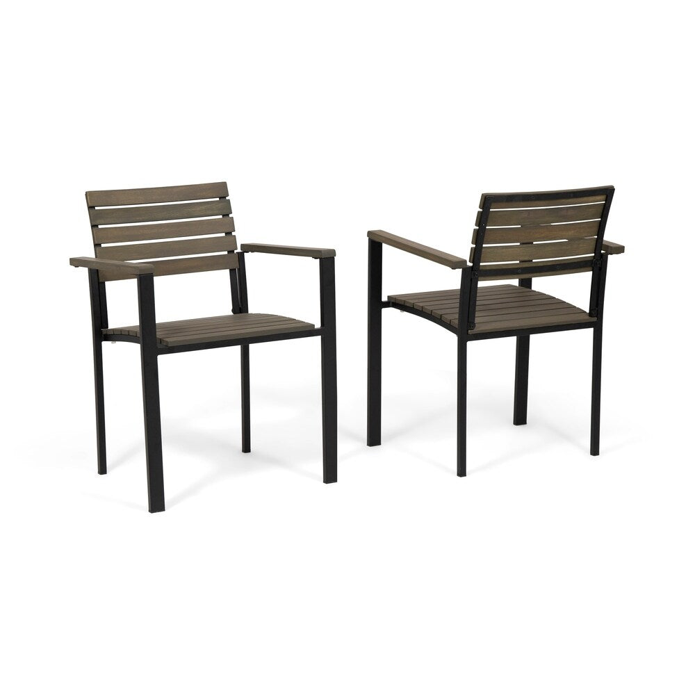 Laris Outdoor Wood Dining Chairs (Set of 2) by Christopher Knight Home