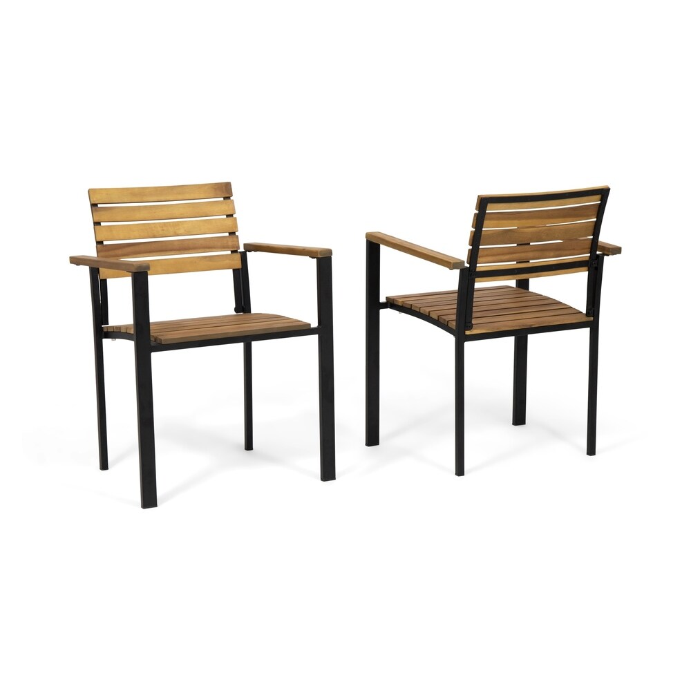 Laris Outdoor Wood Dining Chairs (Set of 2) by Christopher Knight Home