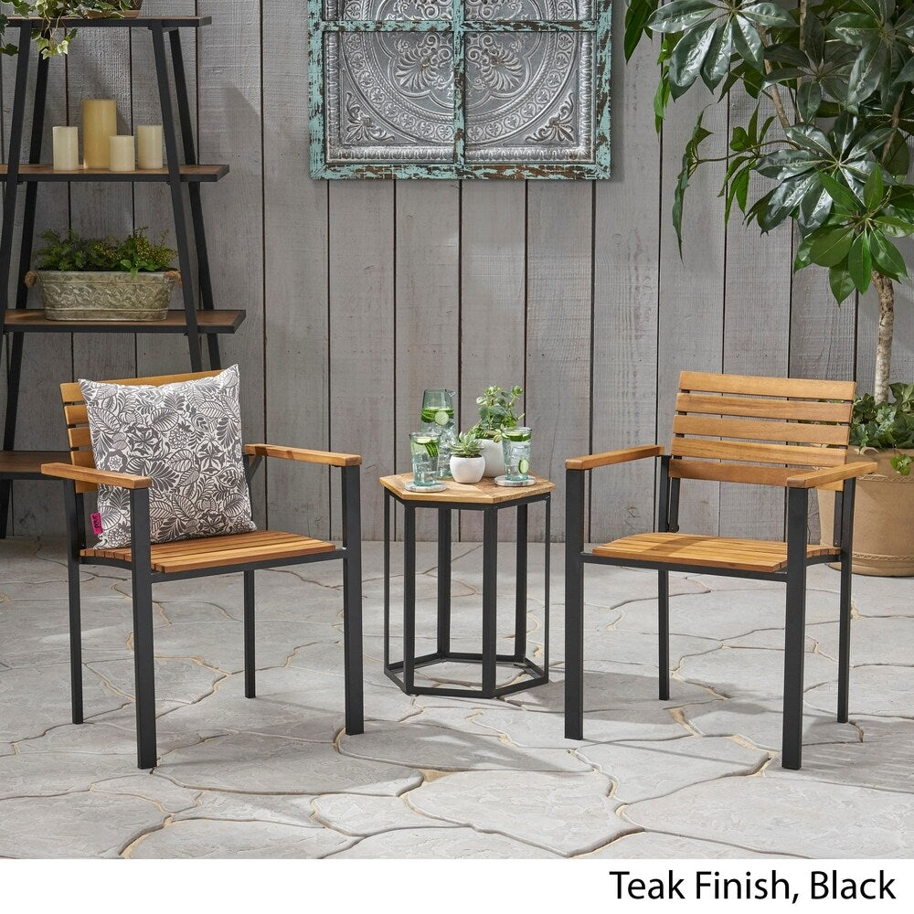 Laris Outdoor Wood Dining Chairs (Set of 2) by Christopher Knight Home