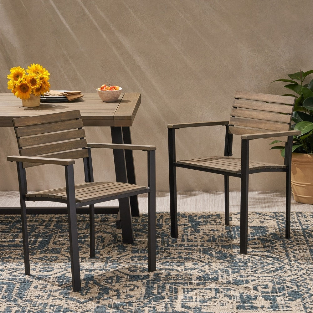 Laris Outdoor Wood Dining Chairs (Set of 2) by Christopher Knight Home