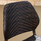 Laryn Outdoor Wicker Wood Barstool (Set of 4) by Christopher Knight Home