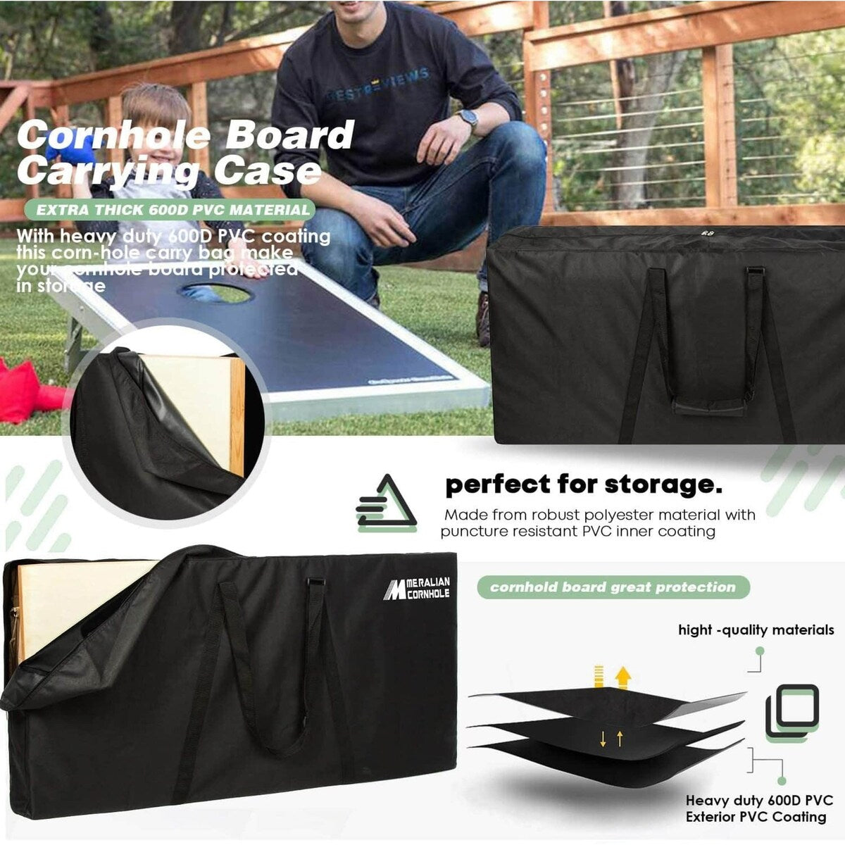 Las Vegas Football Corn Hole Board Set with Carry Case