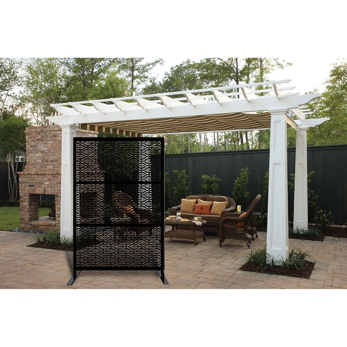 Laser Cut Metal Privacy Stand Combo Fence, 76" x48 "/Set - 3pcCombo