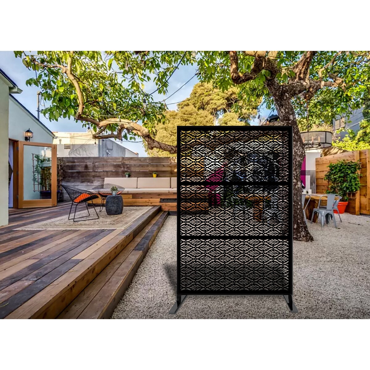 Laser Cut Metal Privacy Stand Combo Fence, 76" x48 "/Set - 3pcCombo