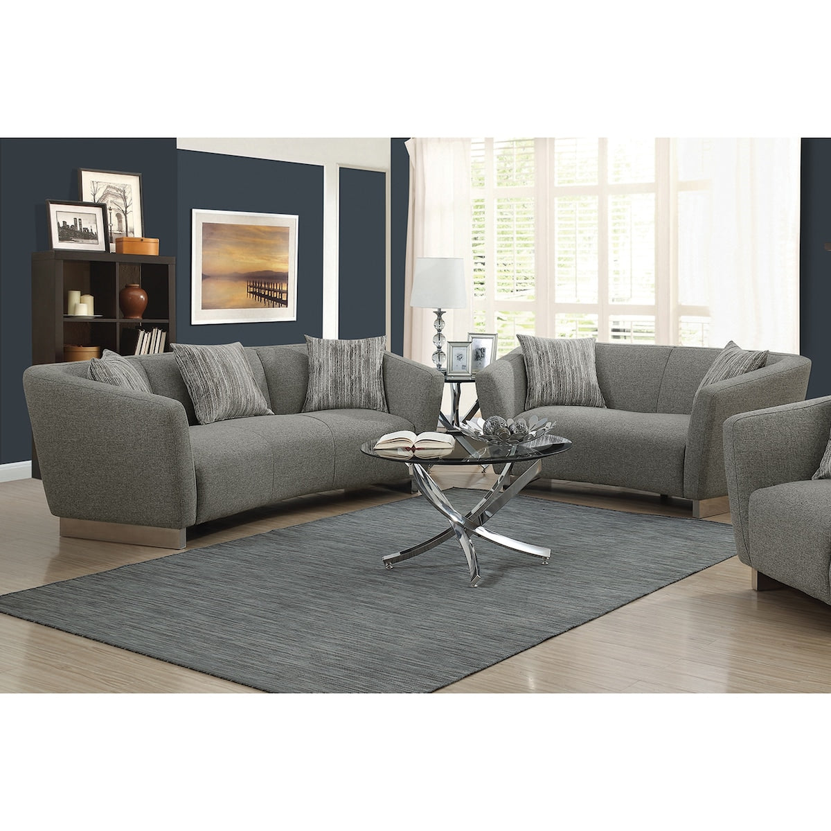 Laskey Contemporary Grey 2-piece Living Room Set