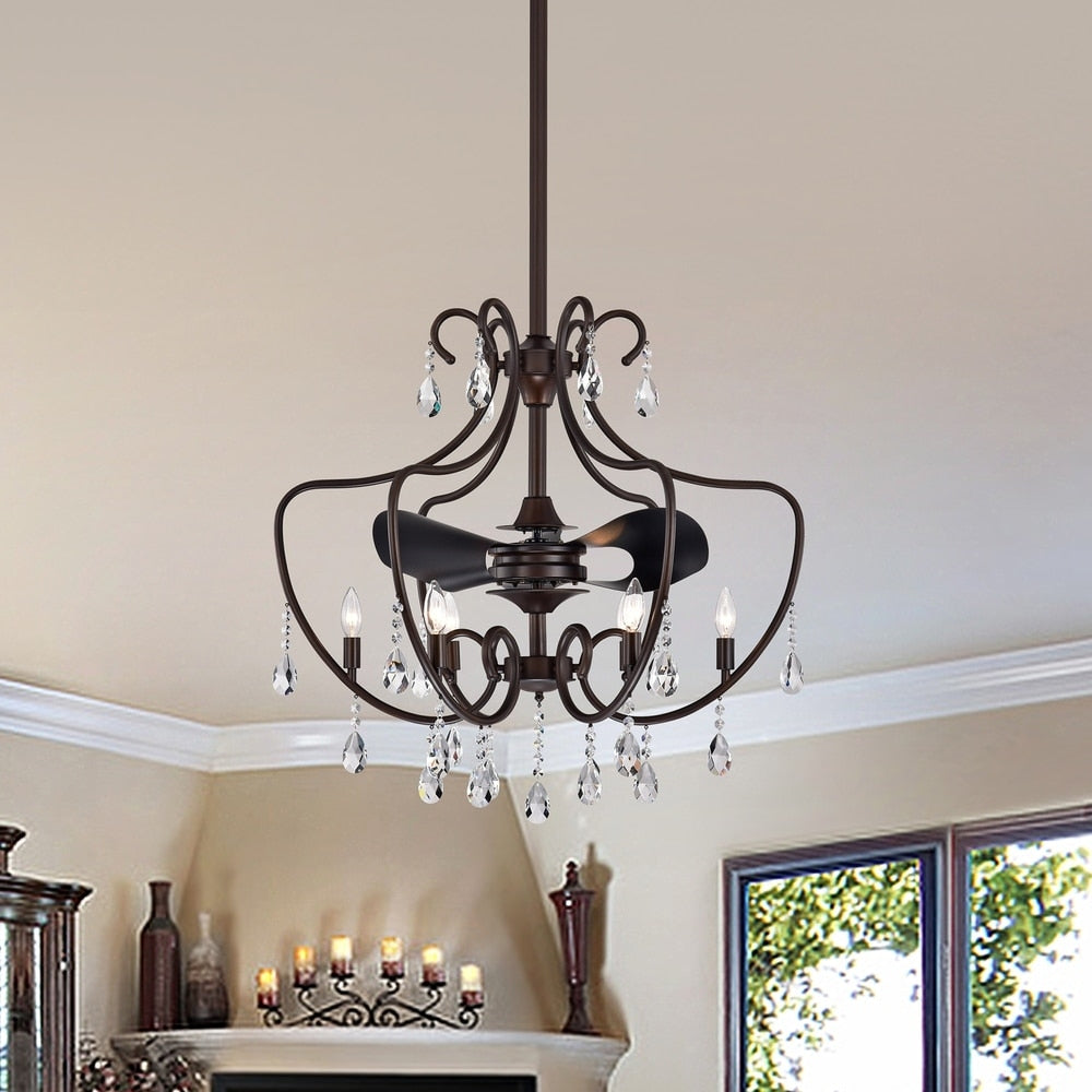 Gracewood Hollow Kahane 31-inch Antique Bronze 3-blade Lighted Ceiling Fan