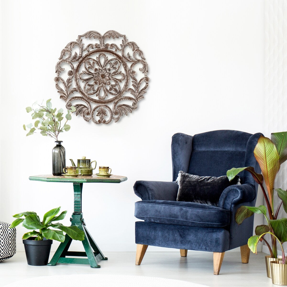 MH London - All Season Wall Decor Medallion Lassi (24" Round) - Grey