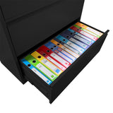 Lateral Black File Cabinet 4 Drawer,with Lock,Lockable File Cabinet