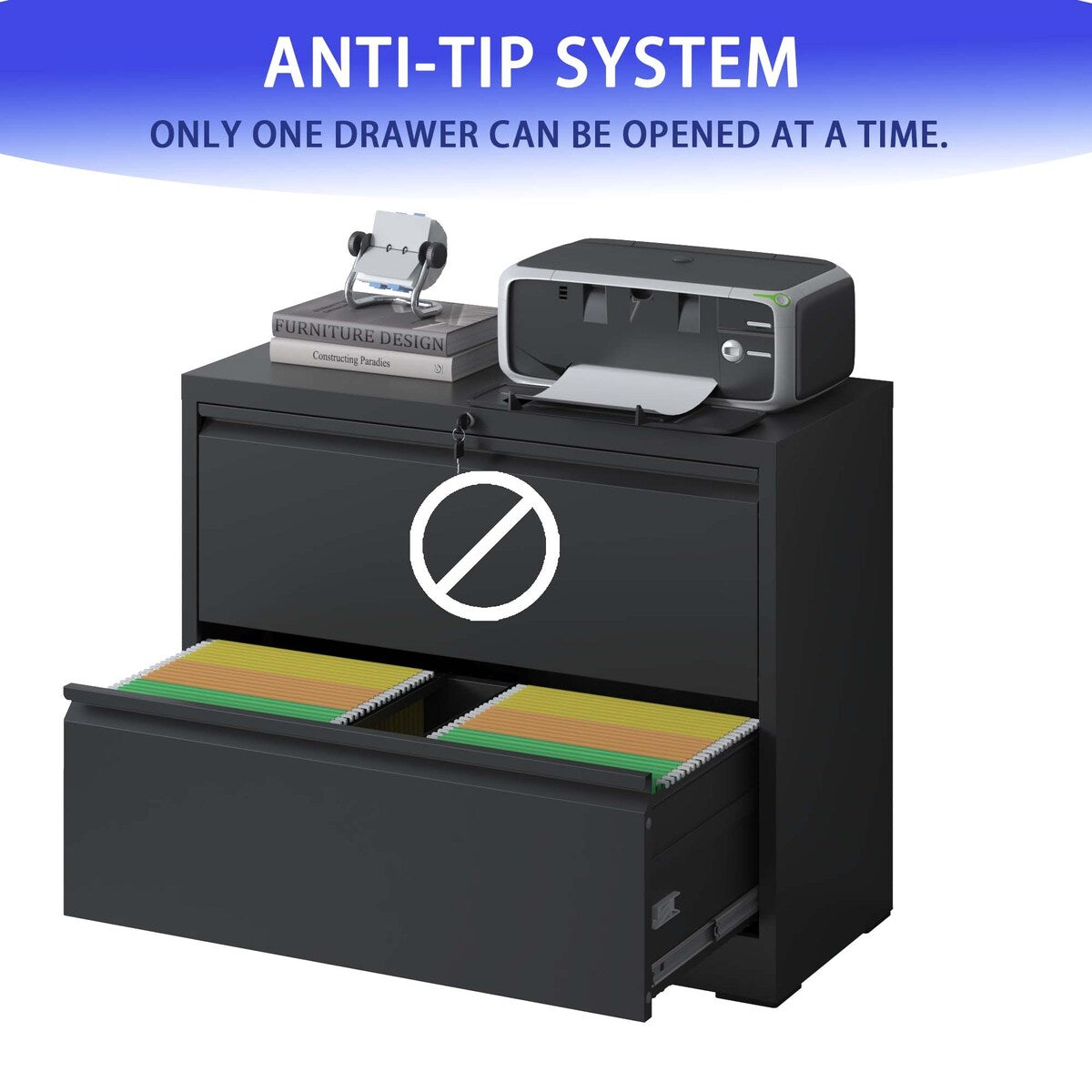 Lateral File Cabinet 2 Drawer,Filing Cabinet with Lock, Lockable File Cabinet for Home Office