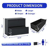 Lateral File Cabinet 2 Drawer,Filing Cabinet with Lock, Lockable File Cabinet for Home Office