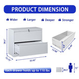 Lateral File Cabinet 2 Drawer,Filing Cabinet with Lock, Lockable File Cabinet for Home Office