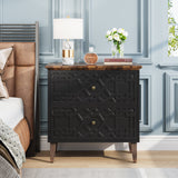 Lateral File Cabinet, 2 Drawer Filing Cabinet, Black Wood Storage Cabinet