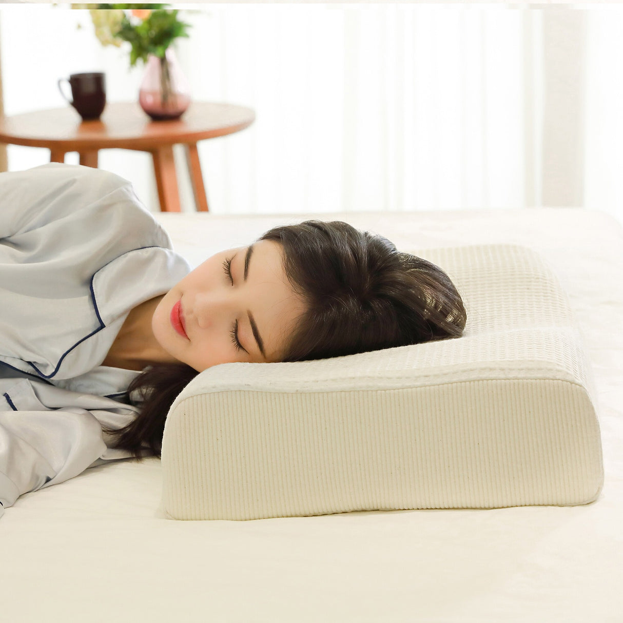 Latex Foam Pillow with Washable Cover - White
