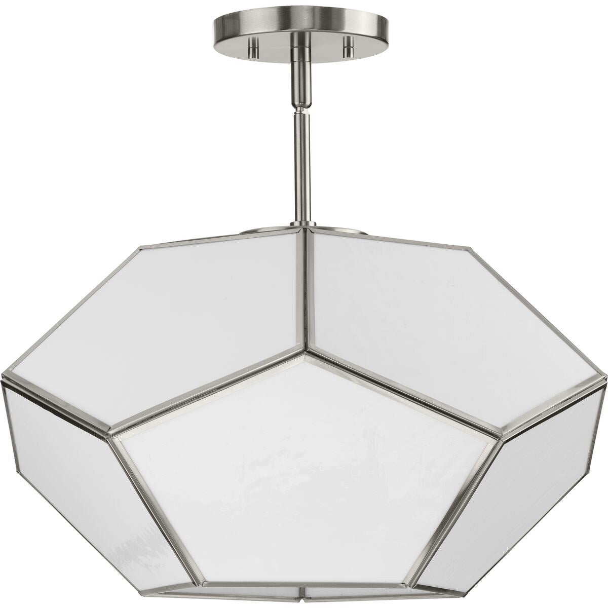 Latham Collection 18 in. Three-Light Brushed Nickel Contemporary Flush Mount - 18 in x 14.87 in x 11 in