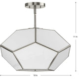 Latham Collection 18 in. Three-Light Brushed Nickel Contemporary Flush Mount - 18 in x 14.87 in x 11 in