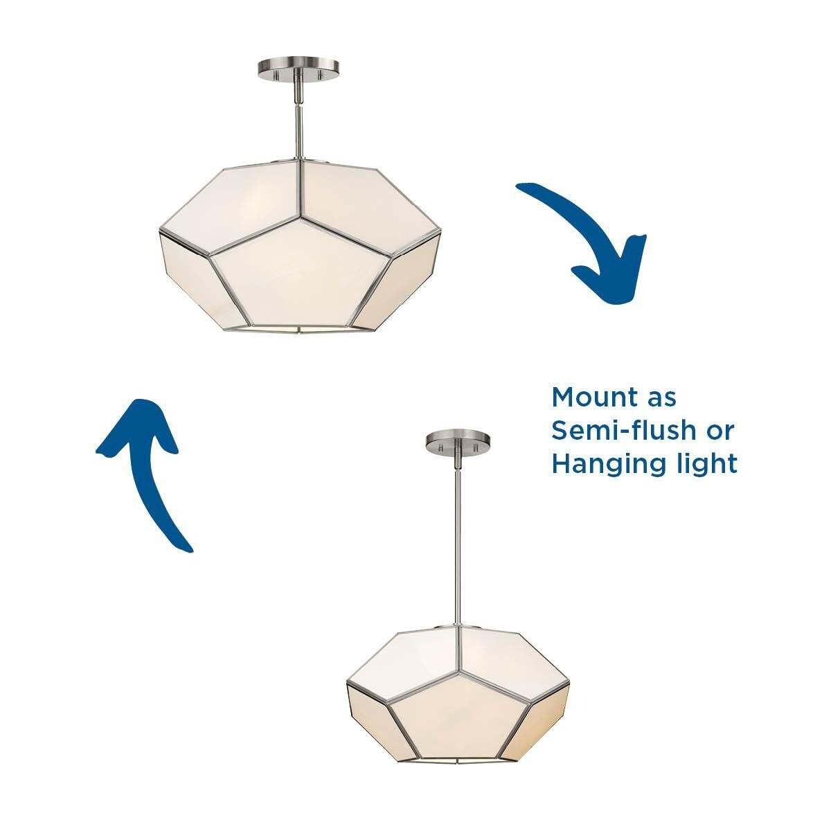 Latham Collection 18 in. Three-Light Brushed Nickel Contemporary Flush Mount - 18 in x 14.87 in x 11 in