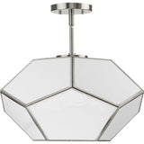 Latham Collection 18 in. Three-Light Brushed Nickel Contemporary Flush Mount - 18 in x 14.87 in x 11 in