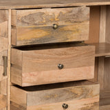 Latimer Mid-Century Modern Handcrafted Mango Wood 3 Drawer Sideboard with 2 Doors by Christopher Knight Home