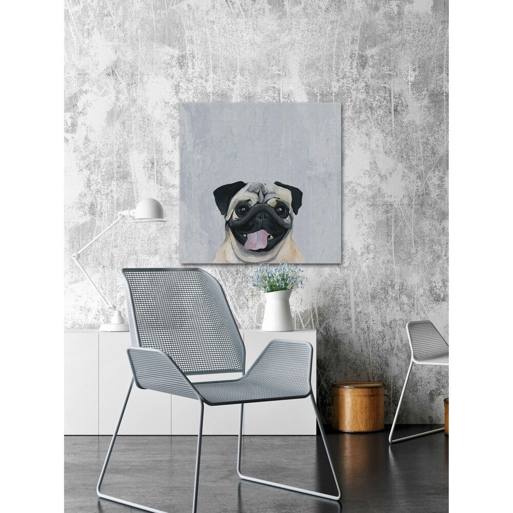 'Laughing Puppy' Painting Print on Wrapped Canvas - Multi-Color