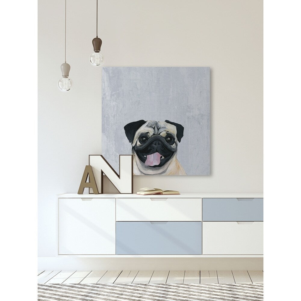 'Laughing Puppy' Painting Print on Wrapped Canvas - Multi-Color