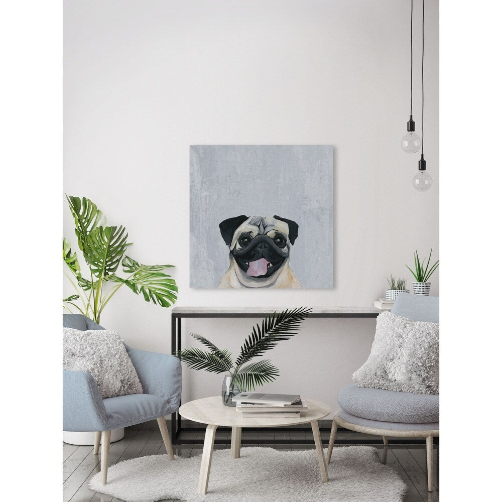 'Laughing Puppy' Painting Print on Wrapped Canvas - Multi-Color
