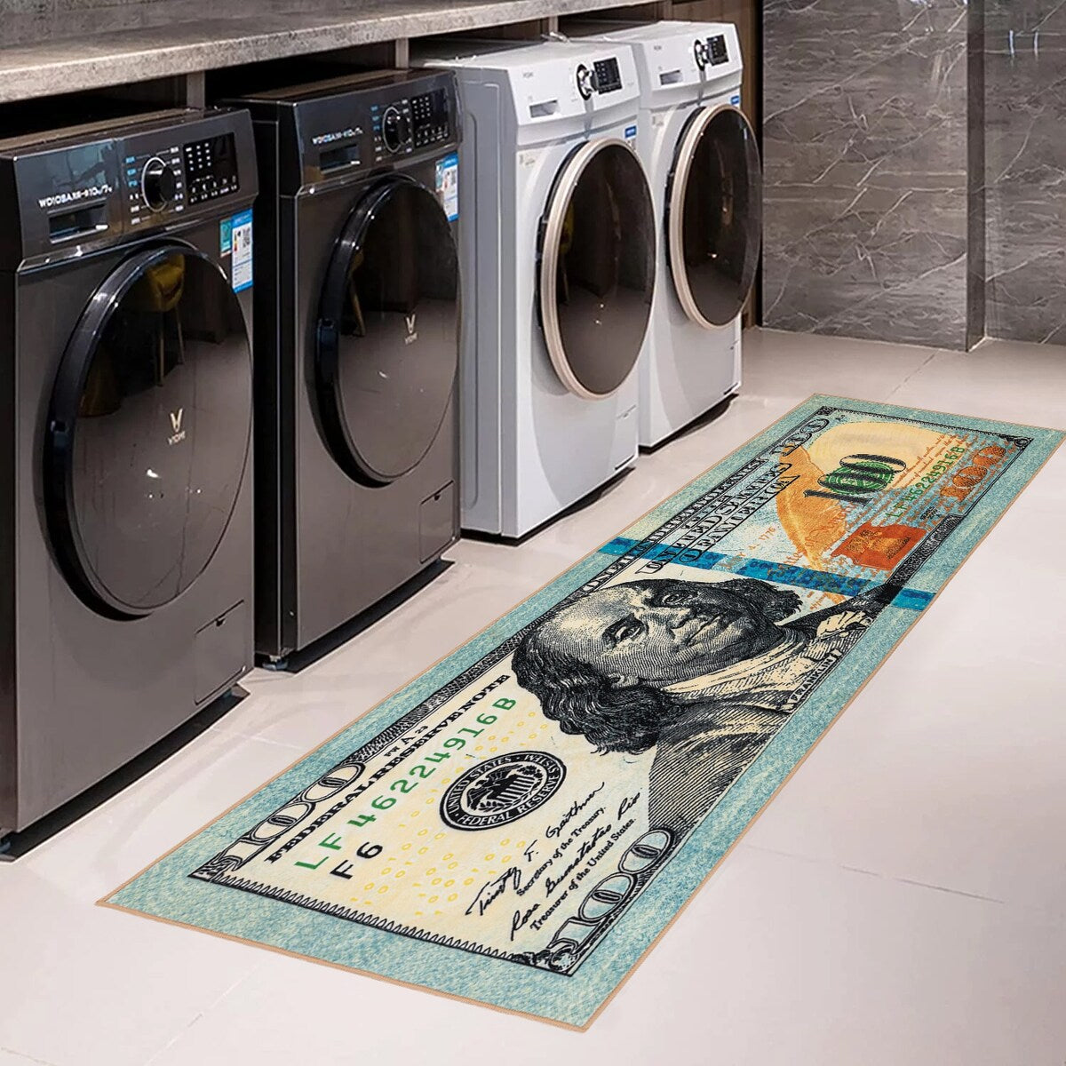Laundry Room Rug Runner Text Design Non-Slip Runner Rug for Washroom - 20" x 59" - N/A