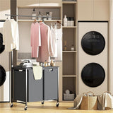 Laundry Sorter with Ironing Board Heavy Duty 2 Section Rolling - 19.48"L x 29"W x 67"H