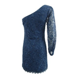 Laundry by Shelli Segal Women's One-Shoulder Lace Dress (2, Nite Sky)