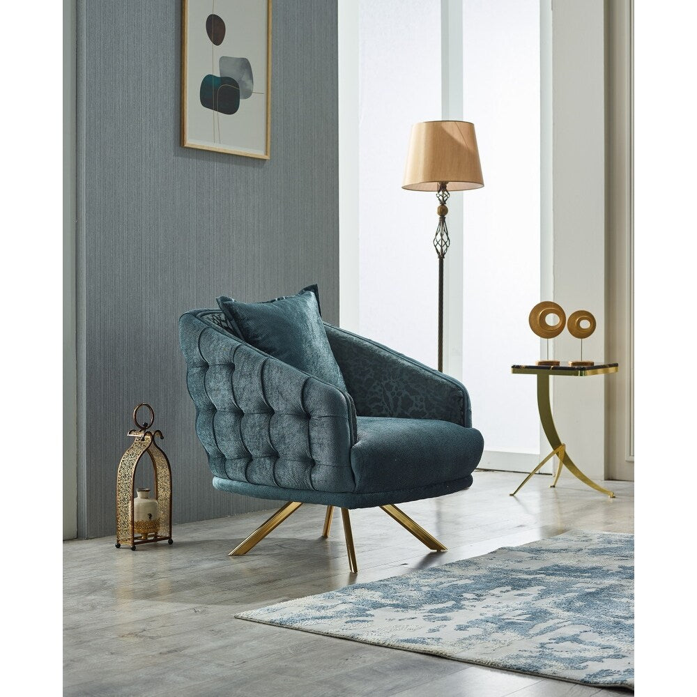 Laura 2-Pieces One Sofa One Loveseat Living Room Set, Metal Leg