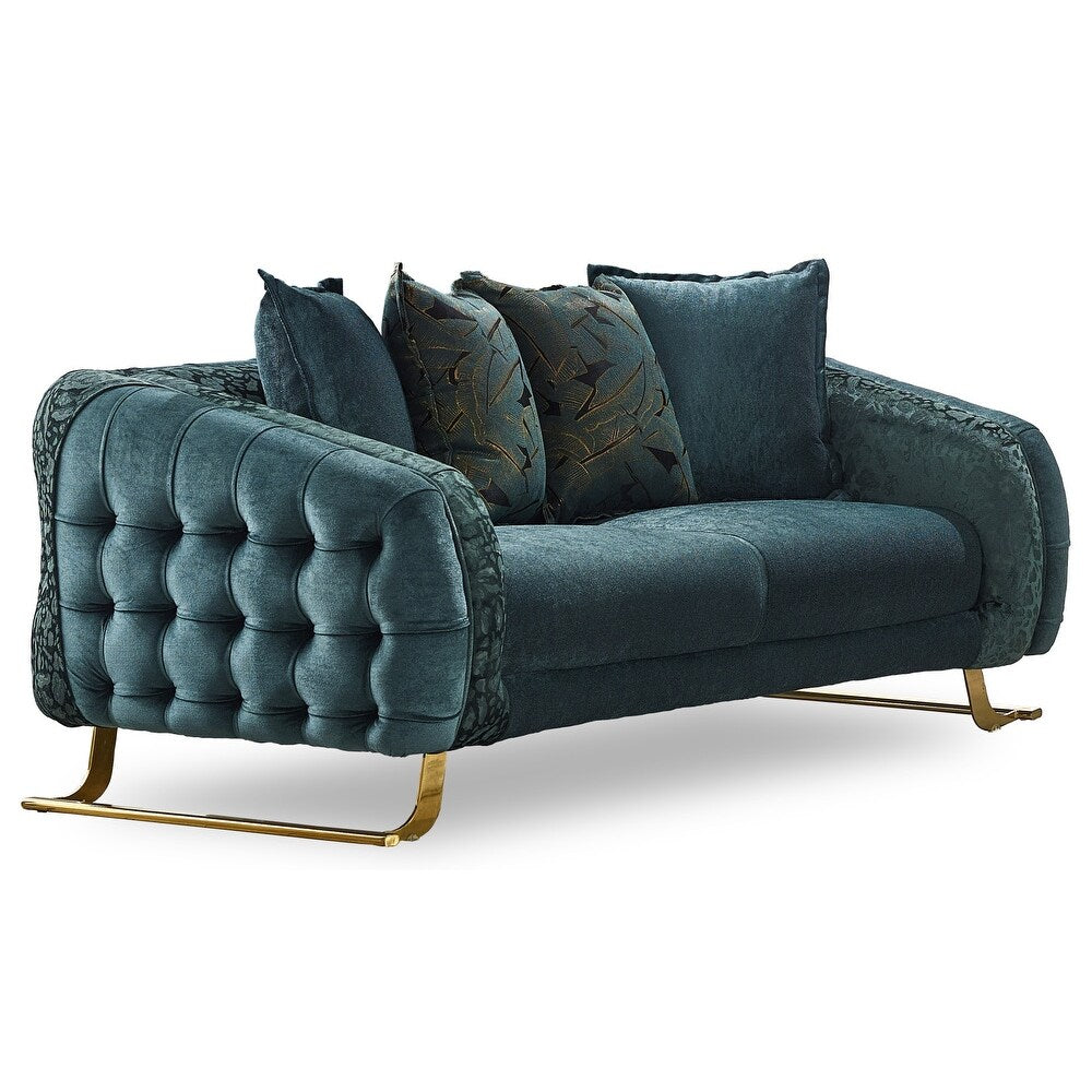 Laura 2-Pieces One Sofa One Loveseat Living Room Set, Metal Leg