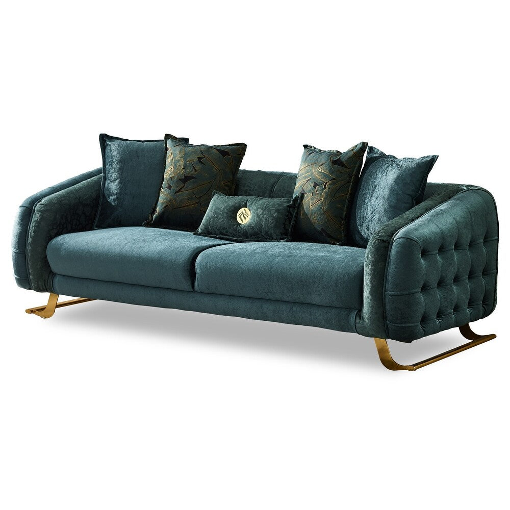 Laura 2-Pieces One Sofa One Loveseat Living Room Set, Metal Leg