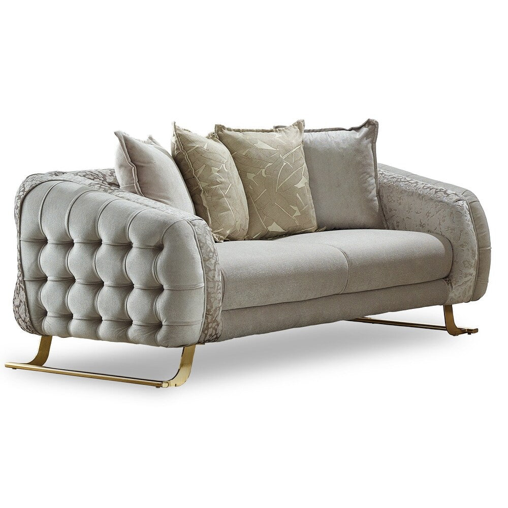 Laura 2-Pieces One Sofa One Loveseat Living Room Set, Metal Leg