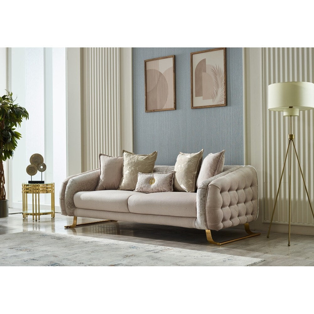 Laura 2-Pieces One Sofa One Loveseat Living Room Set, Metal Leg