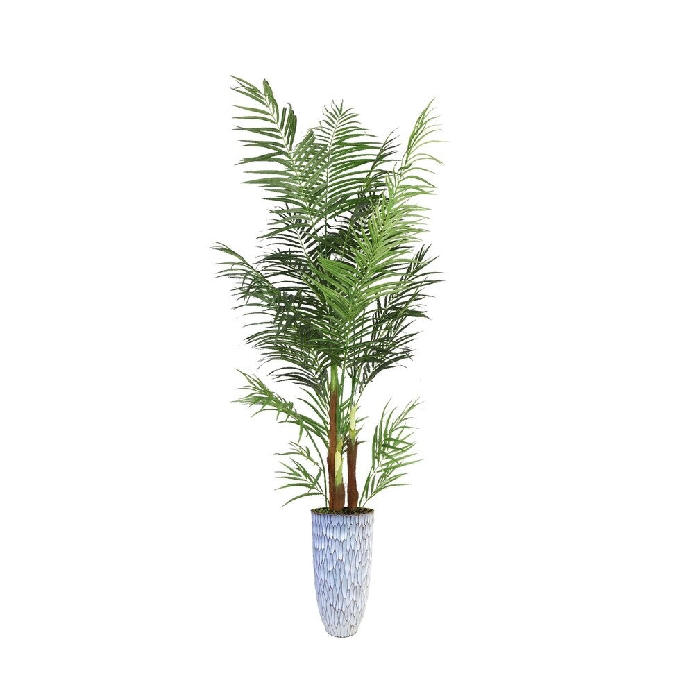 95.5" Palm Tree Artificial Faux Décor in Resin Planter
