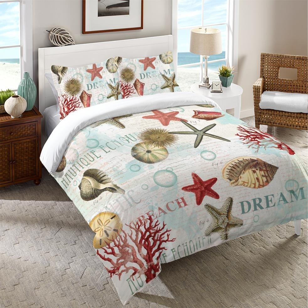 Laural Home Dream Beach Shells Duvet Cover