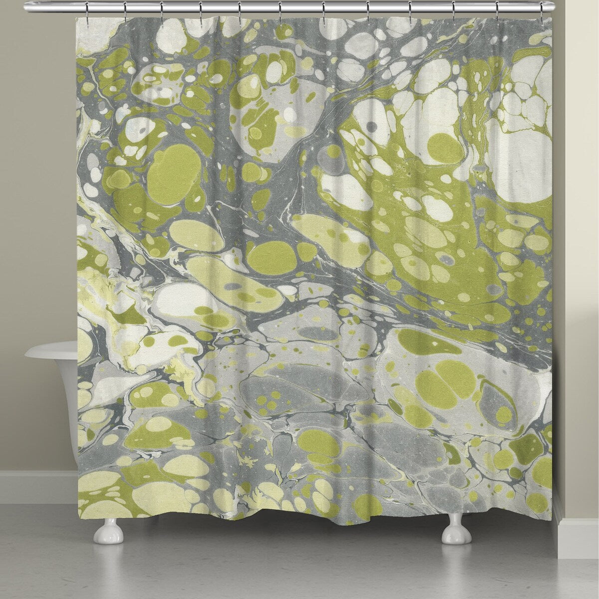 Laural Home Olive Marble Shower Curtain