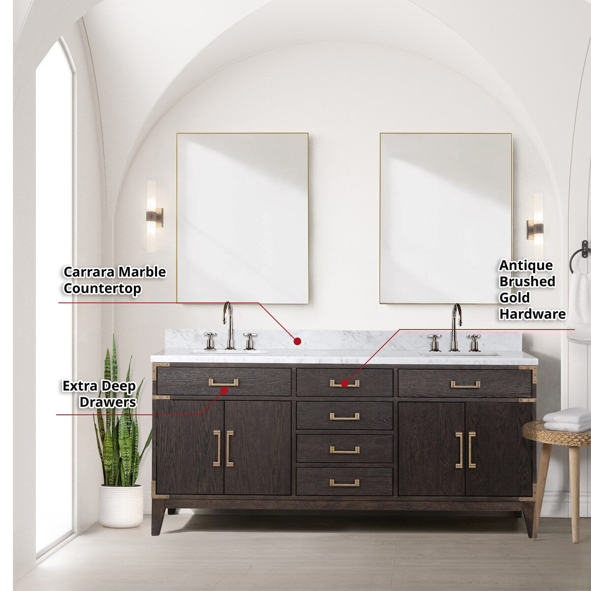 Laurel Bath Vanity and Carrara Marble Top