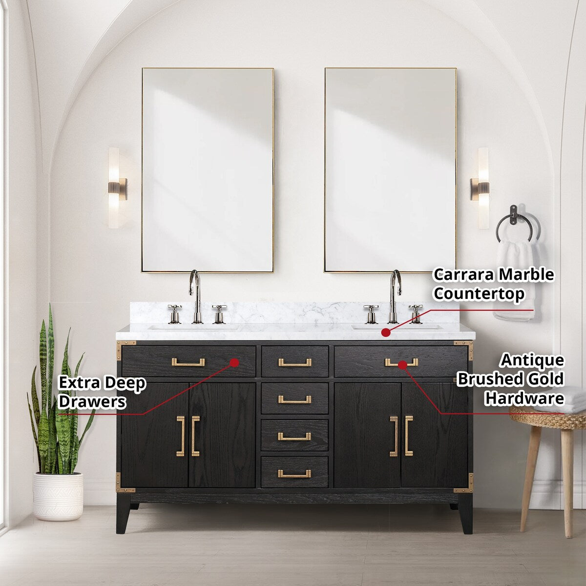 Laurel Bath Vanity and Carrara Marble Top