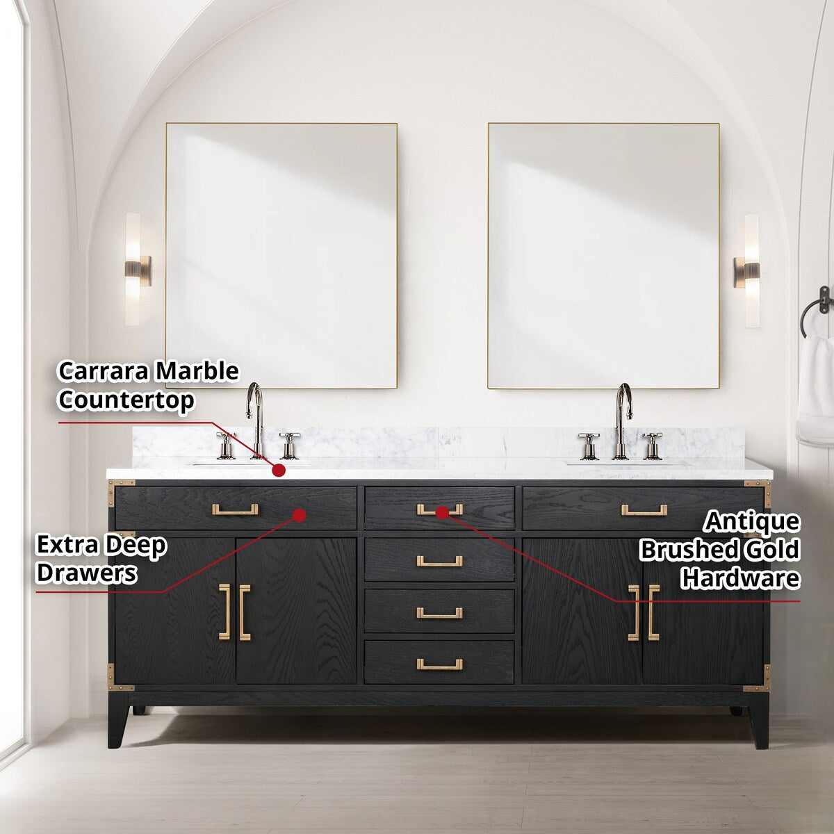 Laurel Bath Vanity and Carrara Marble Top
