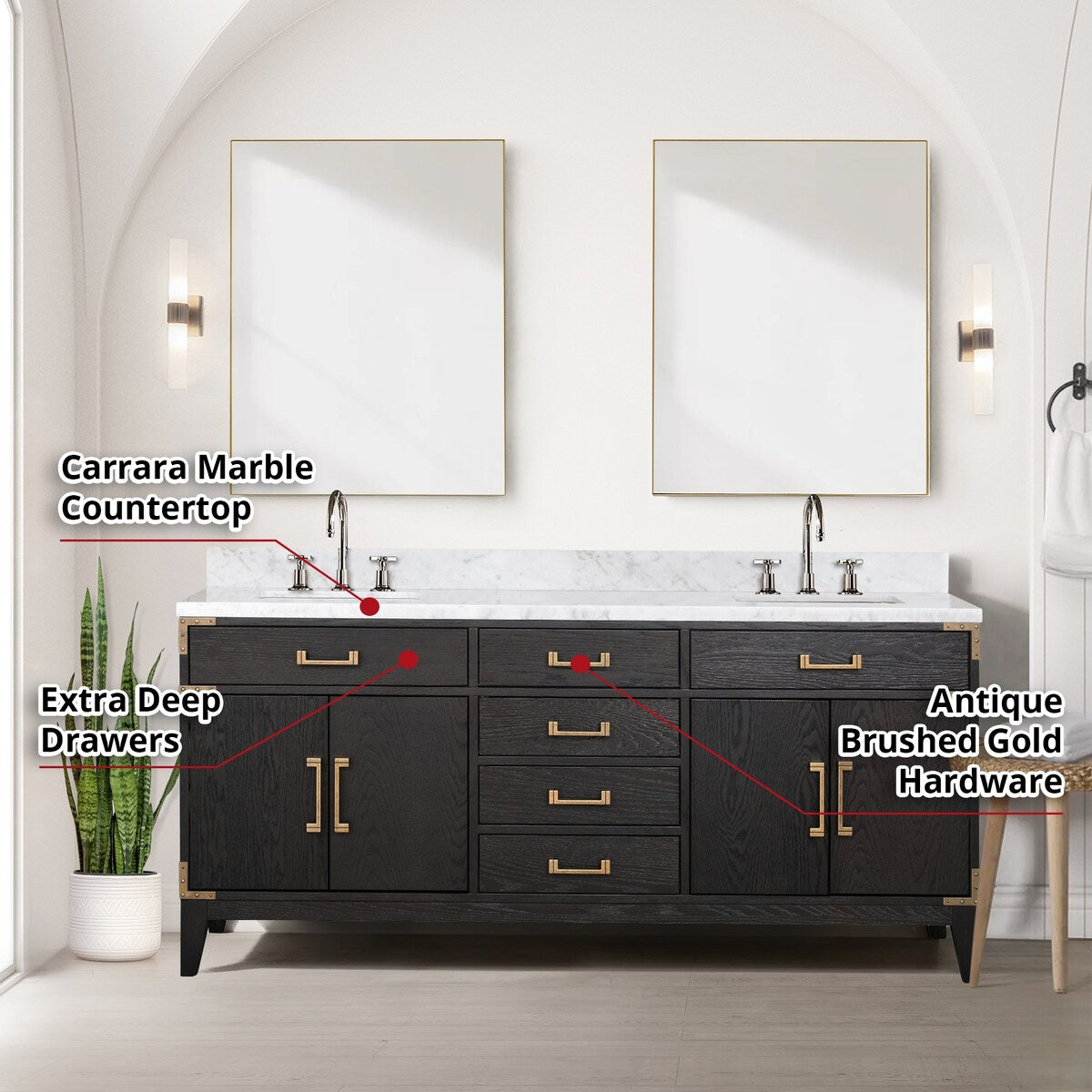 Laurel Bath Vanity and Carrara Marble Top
