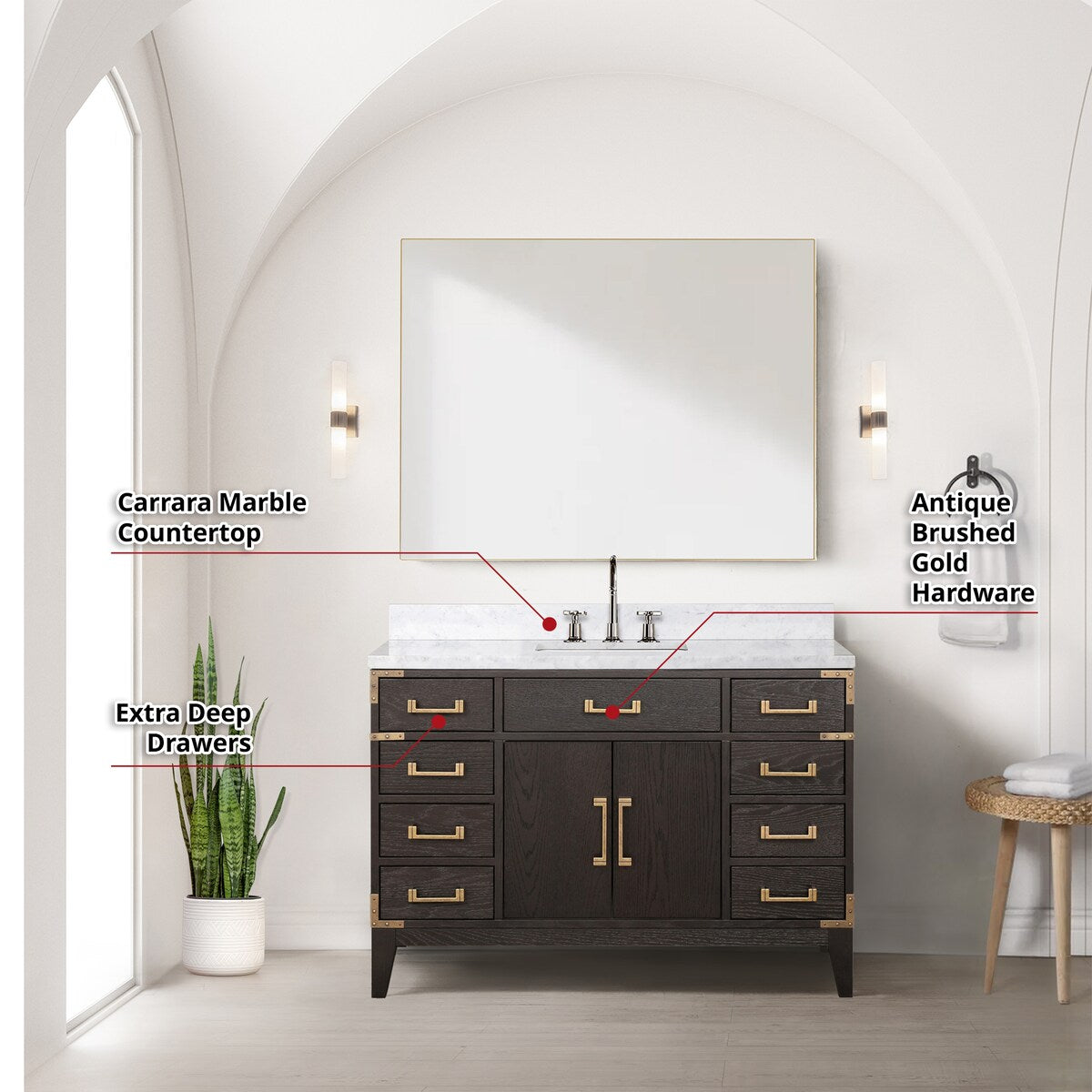 Laurel Bath Vanity and Carrara Marble Top