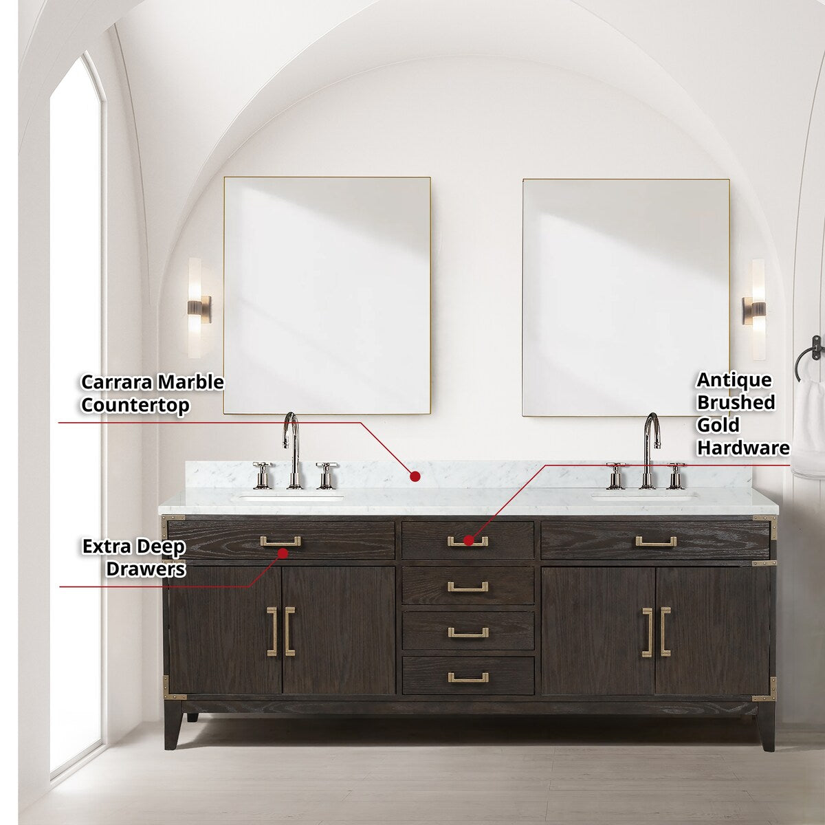 Laurel Bath Vanity and Carrara Marble Top