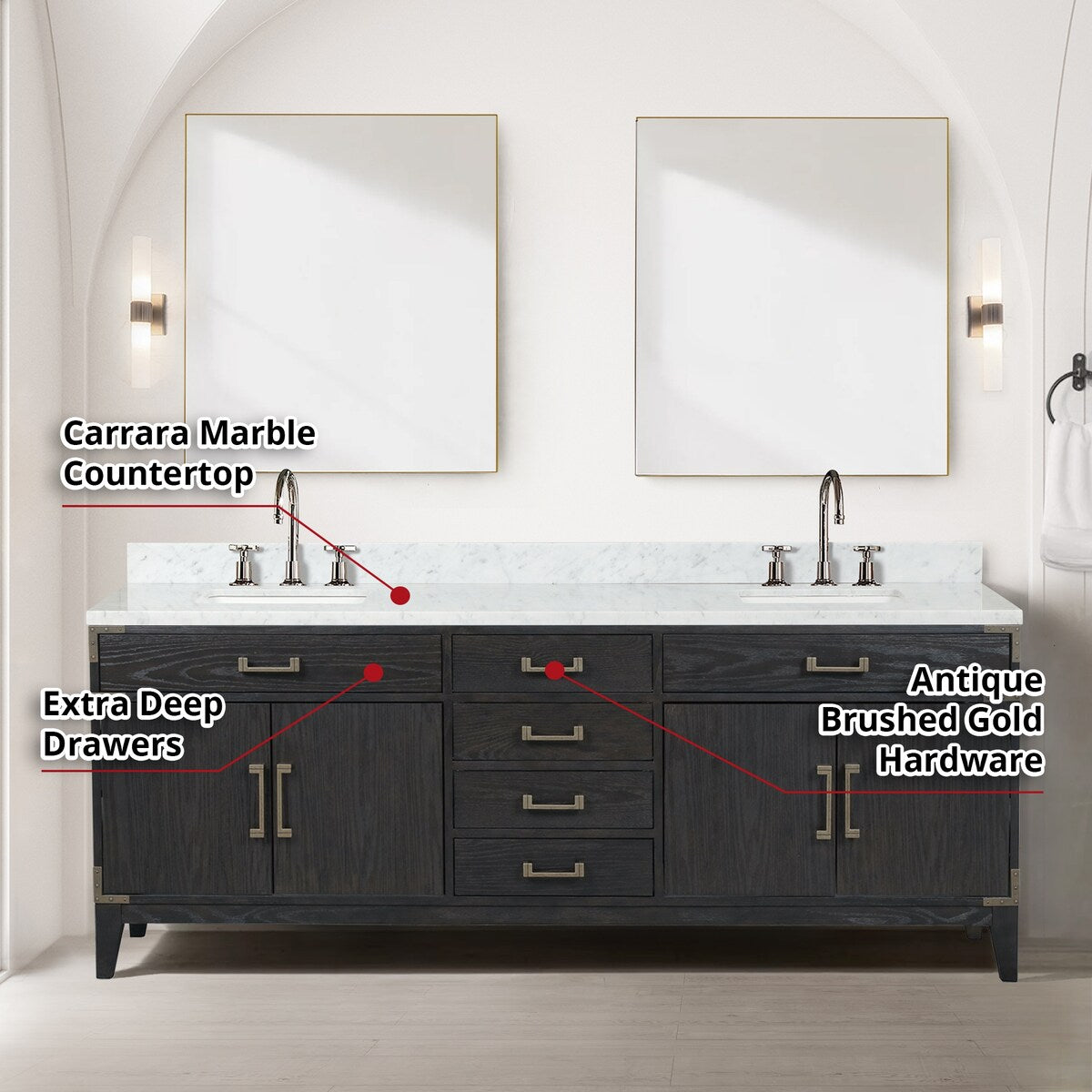Laurel Bath Vanity and Carrara Marble Top
