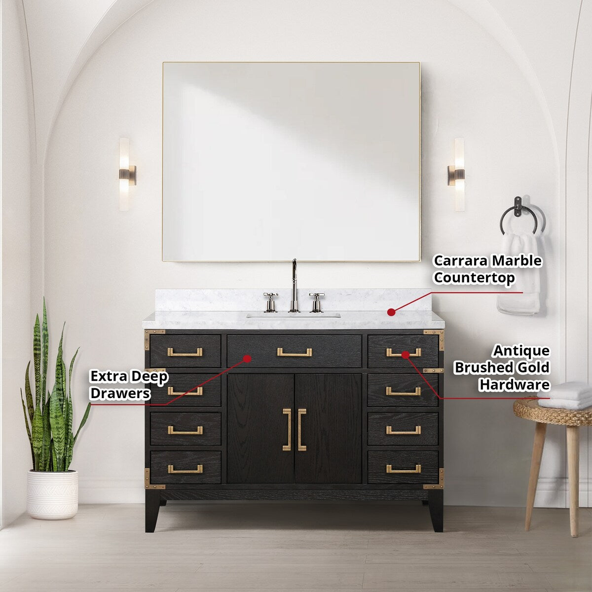 Laurel Bath Vanity and Carrara Marble Top